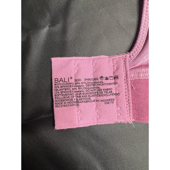 Bali Satin Pink Underwire Bra 38DD Smooth Lift Support Full Coverage - Picture 3 of 4